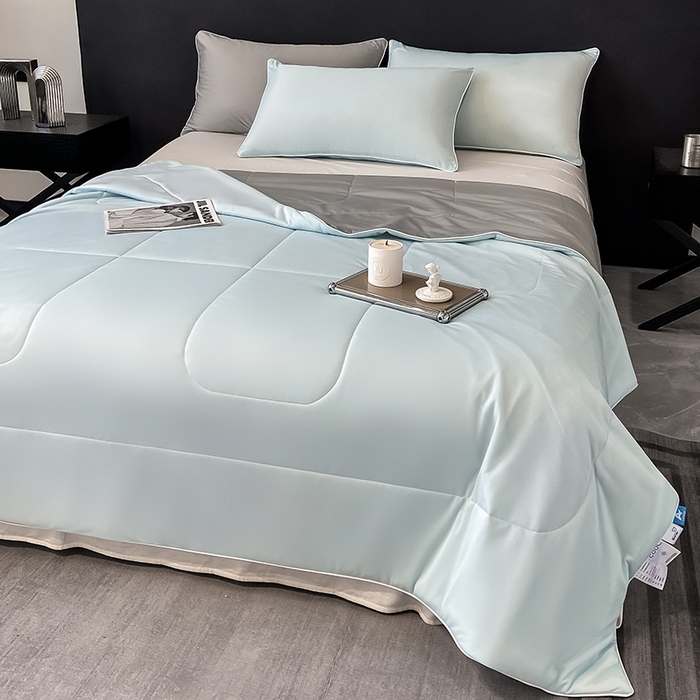 91家纺网 家纺一手货源 找家纺 库里梦家纺 2026新款云柔凉感冰淇淋夏被空调被夏凉被 蓝灰