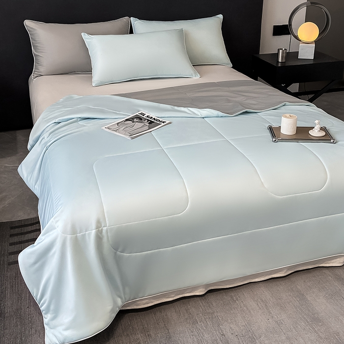 91家纺网 家纺一手货源 找家纺 库里梦家纺 2026新款云柔凉感冰淇淋夏被空调被夏凉被 蓝灰