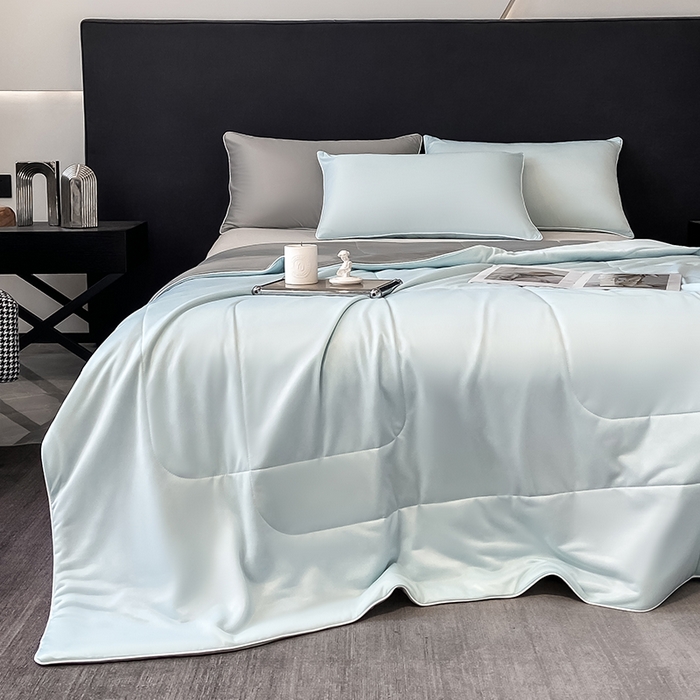 91家纺网 家纺一手货源 找家纺 库里梦家纺 2026新款云柔凉感冰淇淋夏被空调被夏凉被 蓝灰