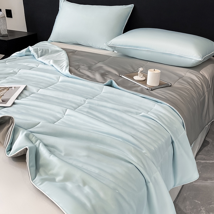 91家纺网 家纺一手货源 找家纺 库里梦家纺 2026新款云柔凉感冰淇淋夏被空调被夏凉被 蓝灰