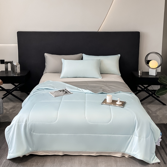 91家纺网 家纺一手货源 找家纺 库里梦家纺 2026新款云柔凉感冰淇淋夏被空调被夏凉被 蓝灰