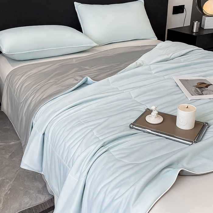 91家纺网 家纺一手货源 找家纺 库里梦家纺 2026新款云柔凉感冰淇淋夏被空调被夏凉被 蓝灰