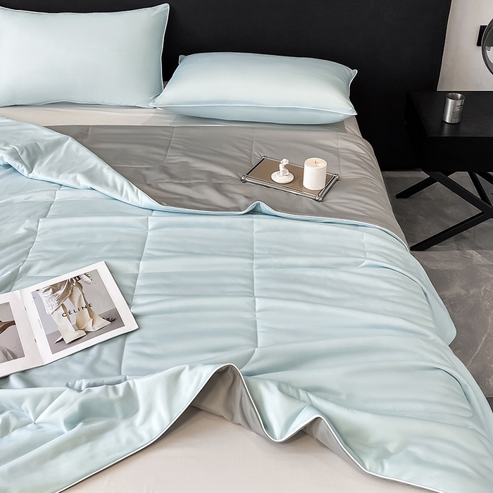 91家纺网 家纺一手货源 找家纺 库里梦家纺 2026新款云柔凉感冰淇淋夏被空调被夏凉被 蓝灰