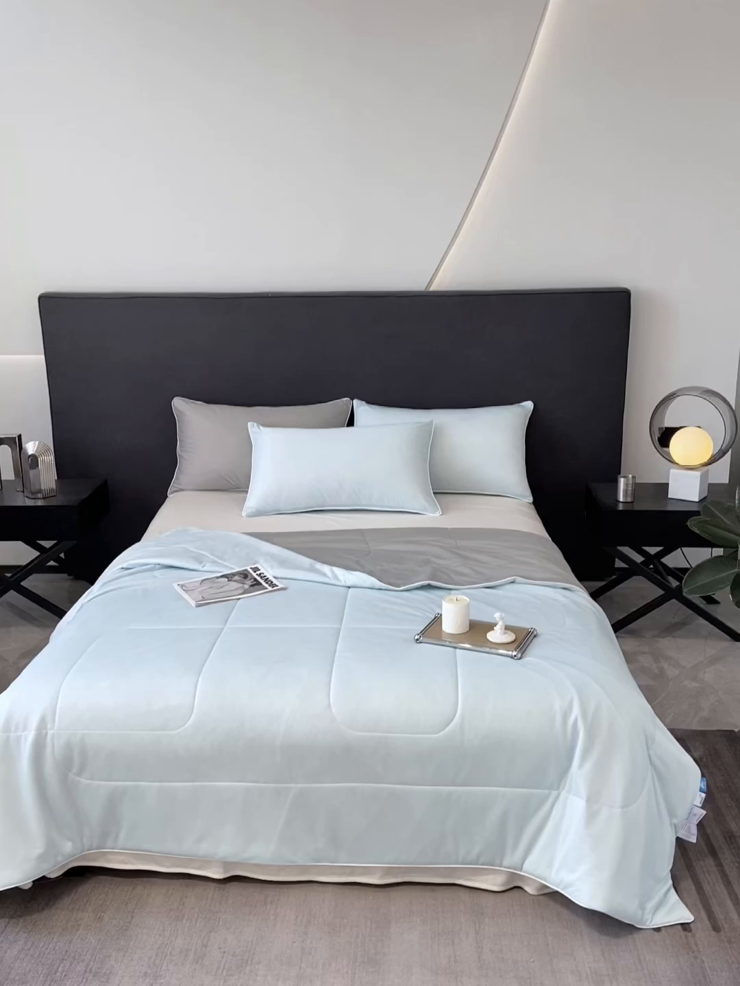 91家纺网 家纺一手货源 找家纺 库里梦家纺 2026新款云柔凉感冰淇淋夏被空调被夏凉被 蓝灰