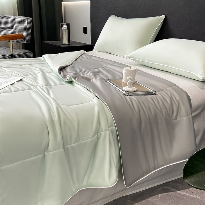 91家纺网 家纺一手货源 找家纺 库里梦家纺 2026新款云柔凉感冰淇淋夏被空调被夏凉被 绿灰