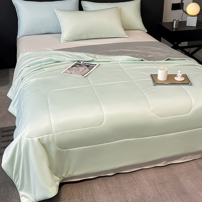 91家纺网 家纺一手货源 找家纺 库里梦家纺 2026新款云柔凉感冰淇淋夏被空调被夏凉被 绿灰