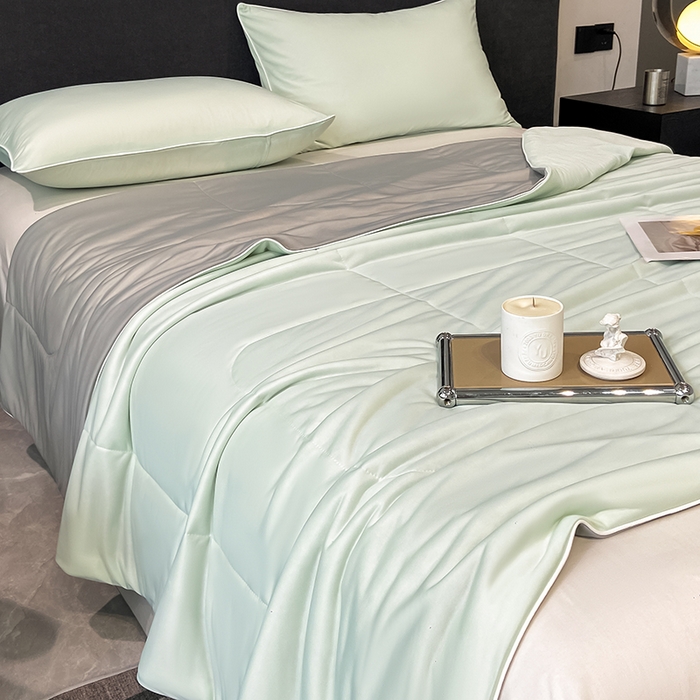 91家纺网 家纺一手货源 找家纺 库里梦家纺 2026新款云柔凉感冰淇淋夏被空调被夏凉被 绿灰