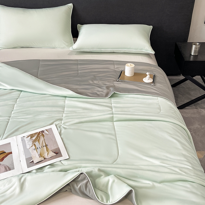 91家纺网 家纺一手货源 找家纺 库里梦家纺 2026新款云柔凉感冰淇淋夏被空调被夏凉被 绿灰