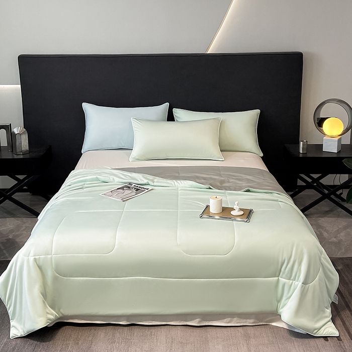 91家纺网 家纺一手货源 找家纺 库里梦家纺 2026新款云柔凉感冰淇淋夏被空调被夏凉被 绿灰