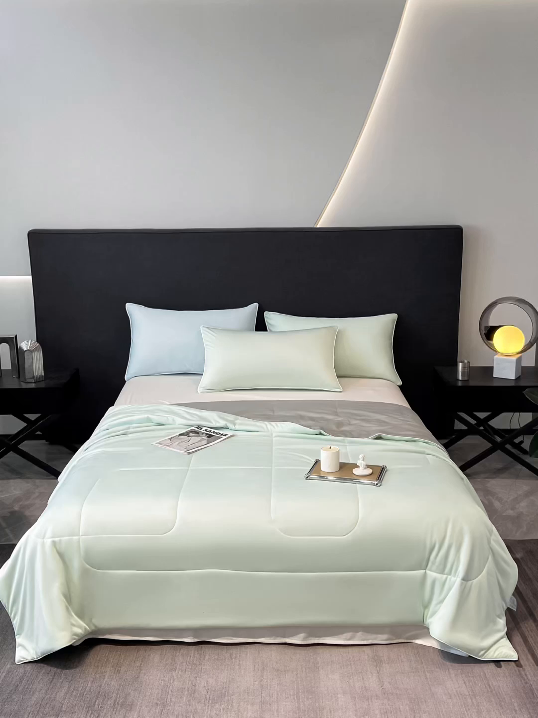 91家纺网 家纺一手货源 找家纺 库里梦家纺 2026新款云柔凉感冰淇淋夏被空调被夏凉被 绿灰