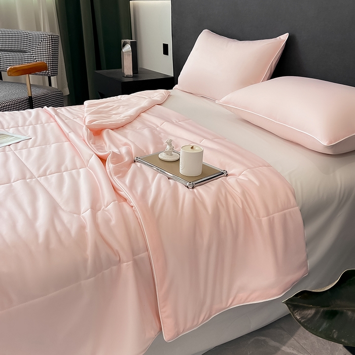 91家纺网 家纺一手货源 找家纺 库里梦家纺 2026新款云柔凉感冰淇淋夏被空调被夏凉被 浅粉