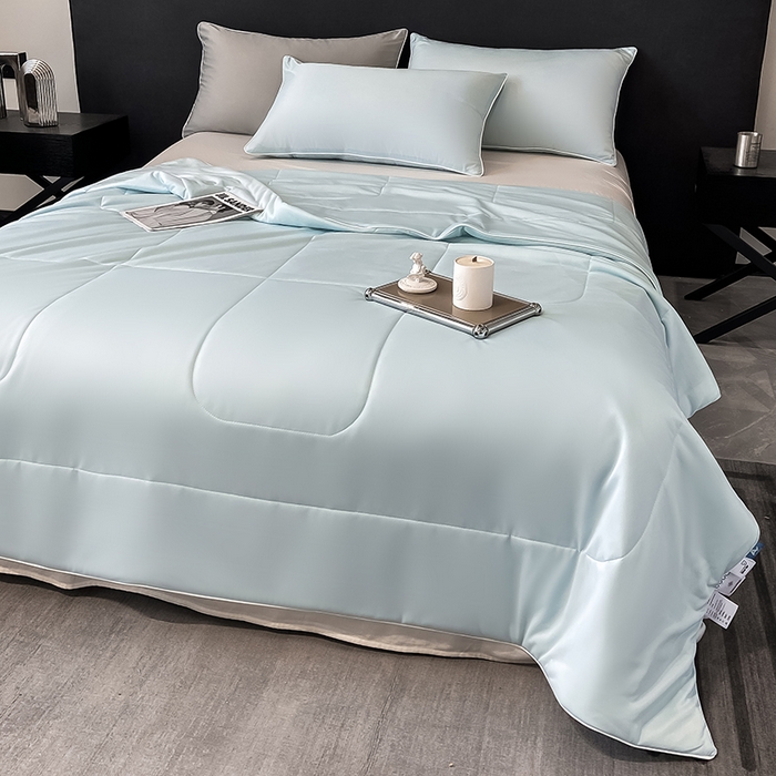 91家纺网 家纺一手货源 找家纺 库里梦家纺 2026新款云柔凉感冰淇淋夏被空调被夏凉被 浅蓝