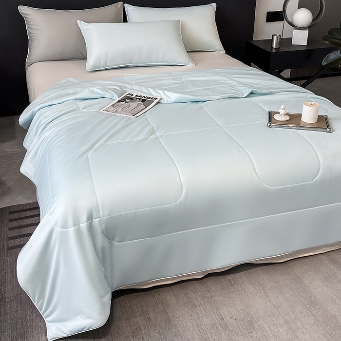 91家纺网 家纺一手货源 找家纺 库里梦家纺 2026新款云柔凉感冰淇淋夏被空调被夏凉被 浅蓝