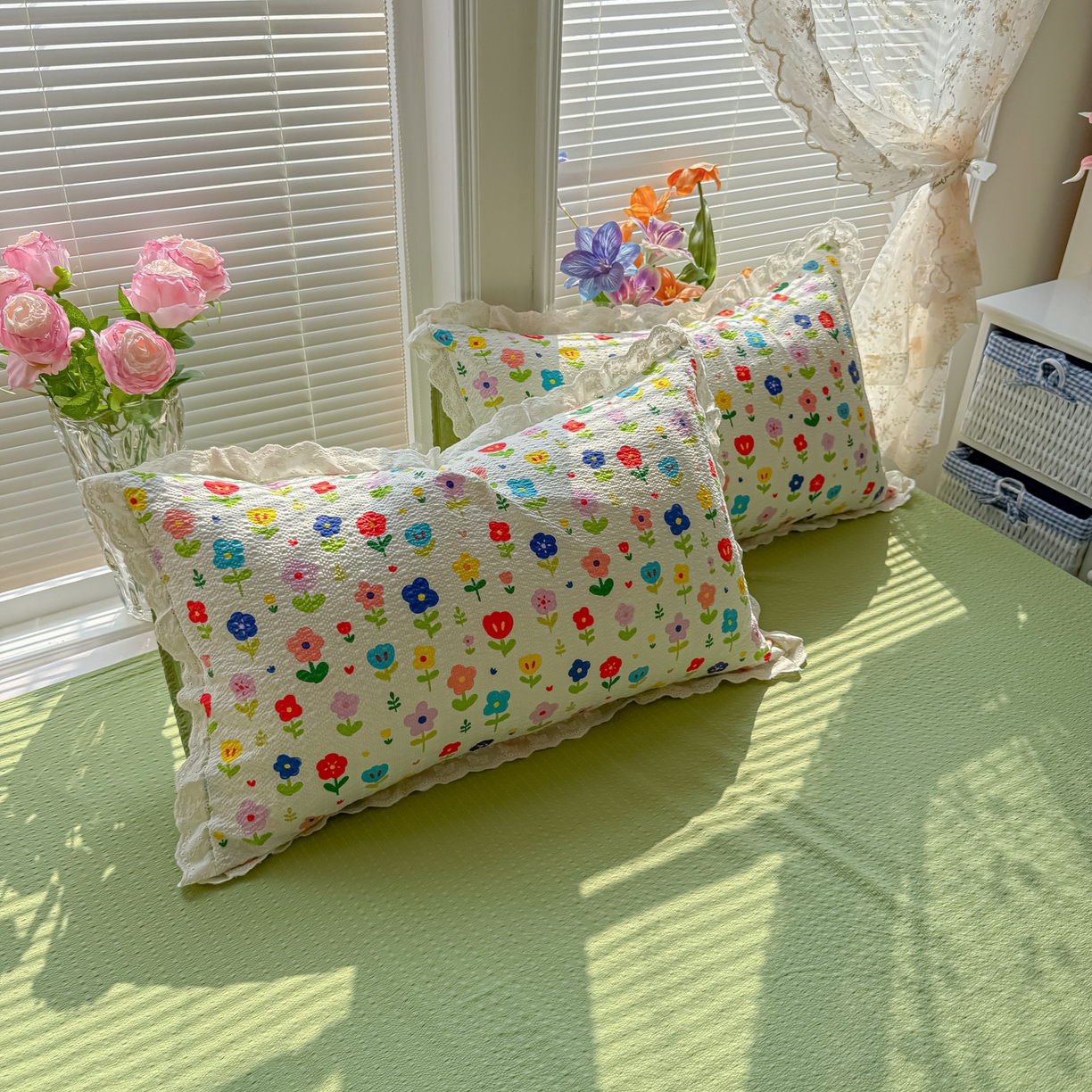 91家纺网 家纺一手货源 找家纺 玉海棠家纺 2026新款泡芙纱全棉纯棉蕾丝花边夏被-花笺系列（软乎乎的质感，治愈所有疲惫） 花笺-彩色花园