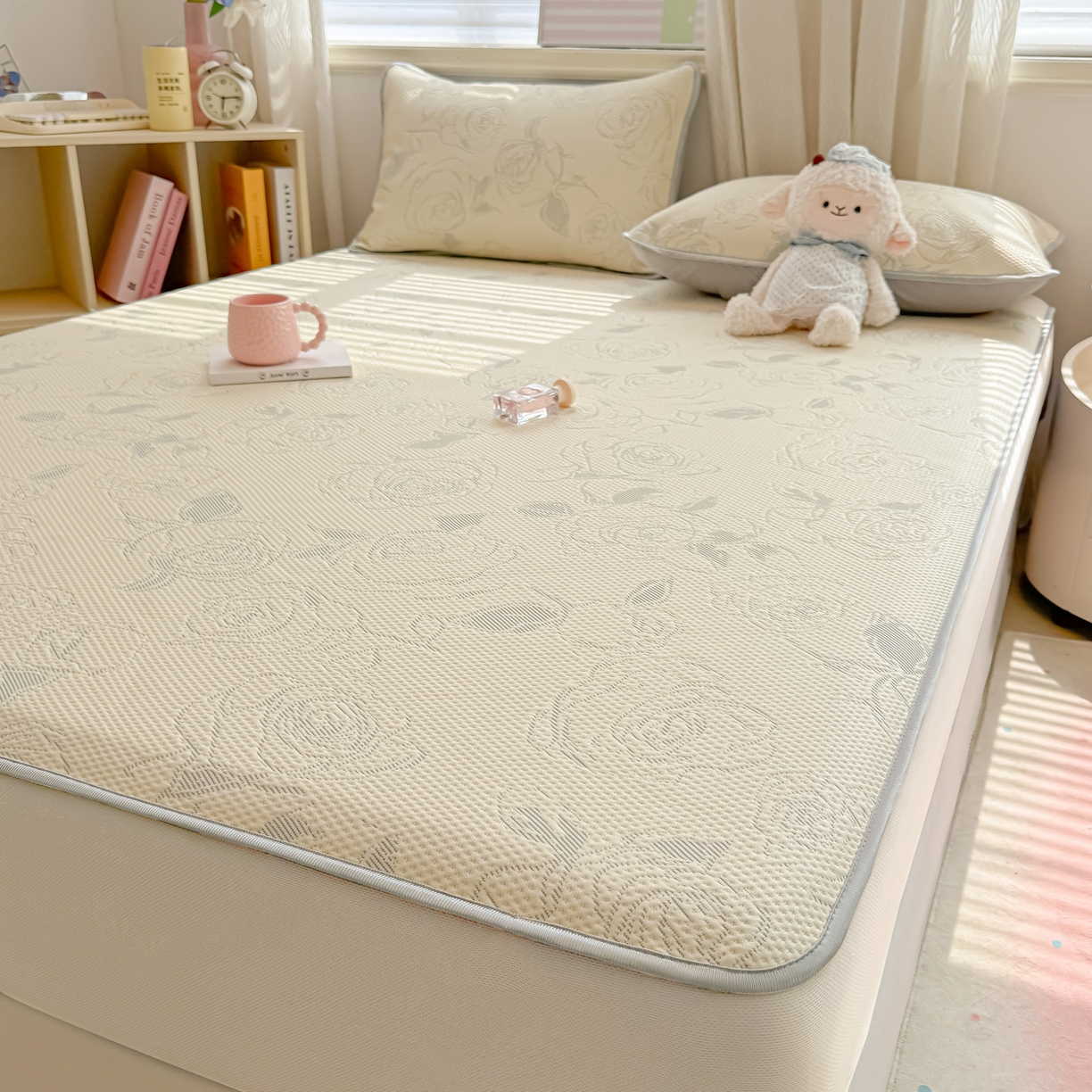 91家纺网 家纺一手货源 找家纺 多乐家纺 206新款冰豆豆防水凉感软席凉席席子 大玫瑰-床席款