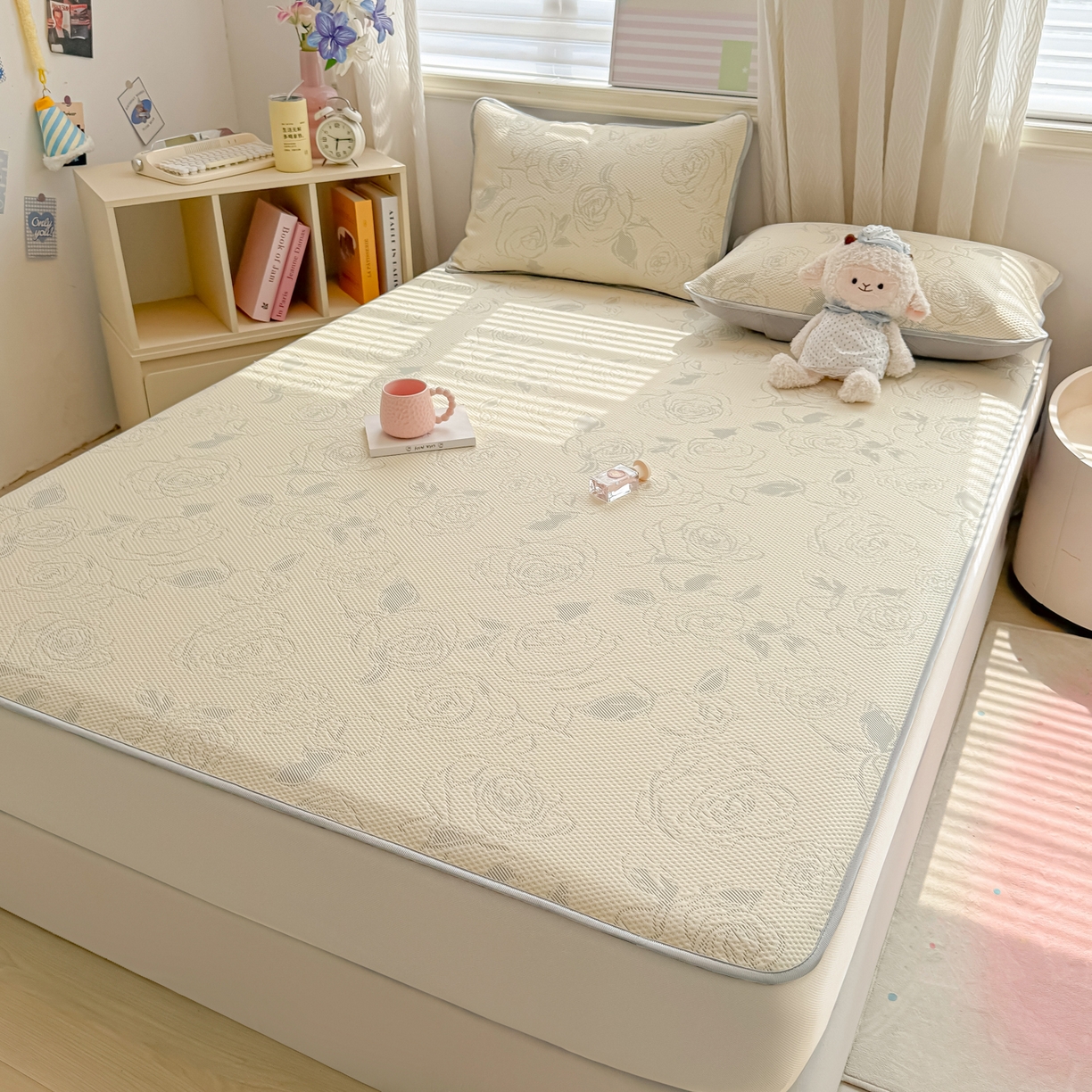 91家纺网 家纺一手货源 找家纺 多乐家纺 206新款冰豆豆防水凉感软席凉席席子 大玫瑰-床席款