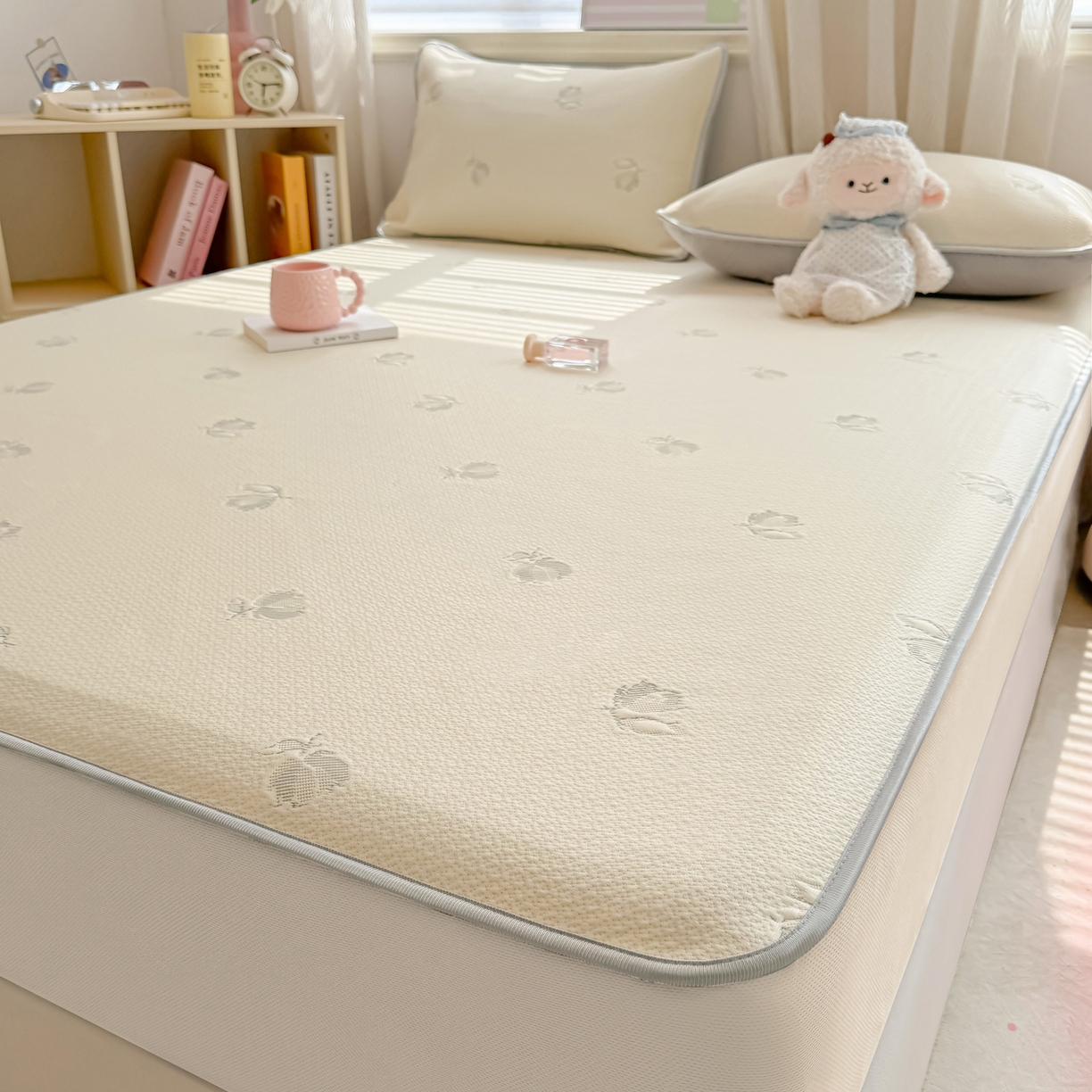 91家纺网 家纺一手货源 找家纺 多乐家纺 206新款冰豆豆防水凉感软席凉席席子 小玫瑰-床席款