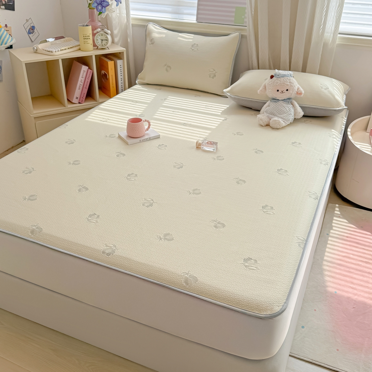 91家纺网 家纺一手货源 找家纺 多乐家纺 206新款冰豆豆防水凉感软席凉席席子 小玫瑰-床席款