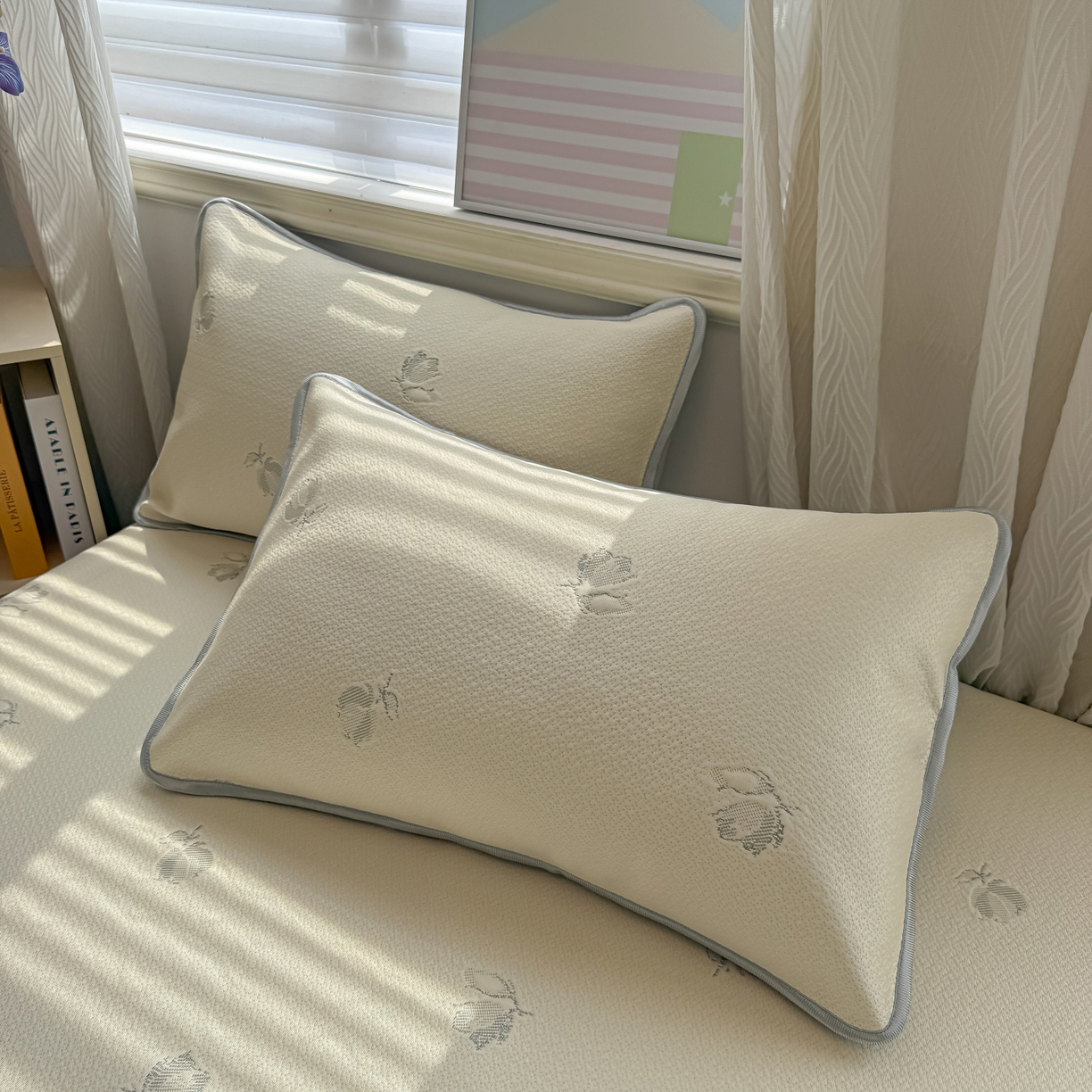 91家纺网 家纺一手货源 找家纺 多乐家纺 206新款冰豆豆防水凉感软席凉席席子 小玫瑰-床笠款