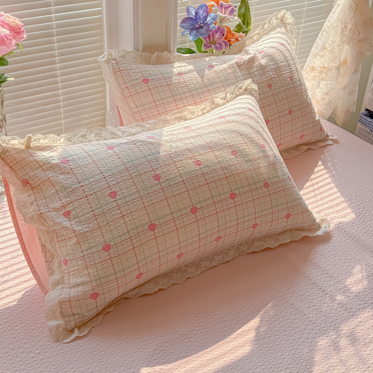 91家纺网 家纺一手货源 找家纺 玉海棠家纺 2026新款泡芙纱全棉纯棉蕾丝花边夏被-花笺系列（软乎乎的质感，治愈所有疲惫） 花笺-格格心