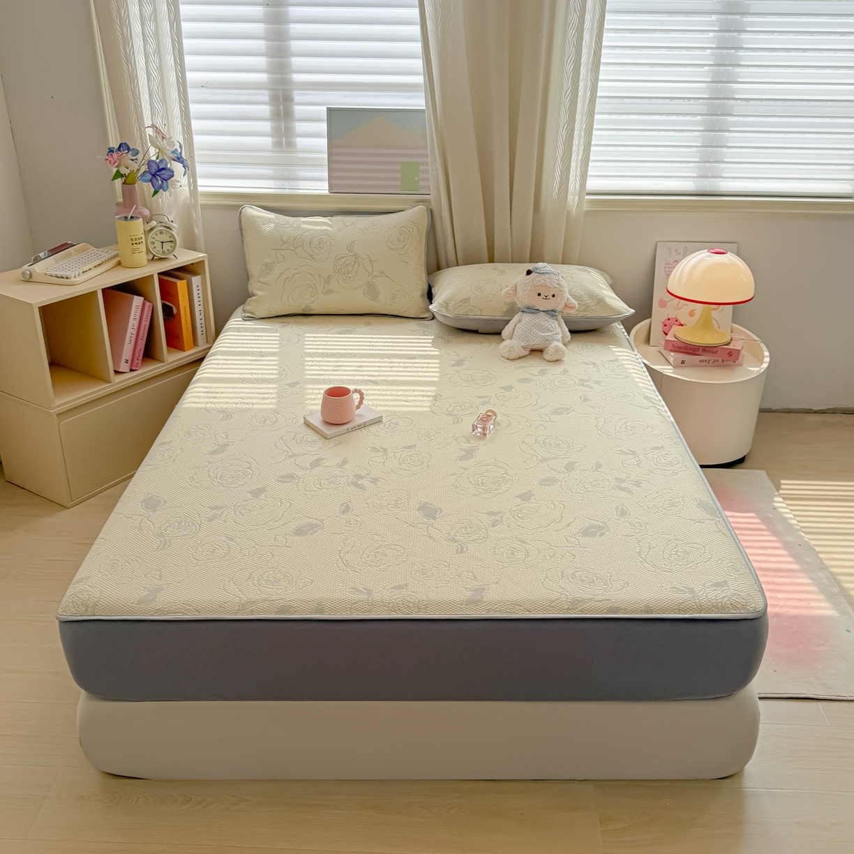 91家纺网 家纺一手货源 找家纺 多乐家纺 206新款冰豆豆防水凉感软席凉席席子 大玫瑰-床笠款