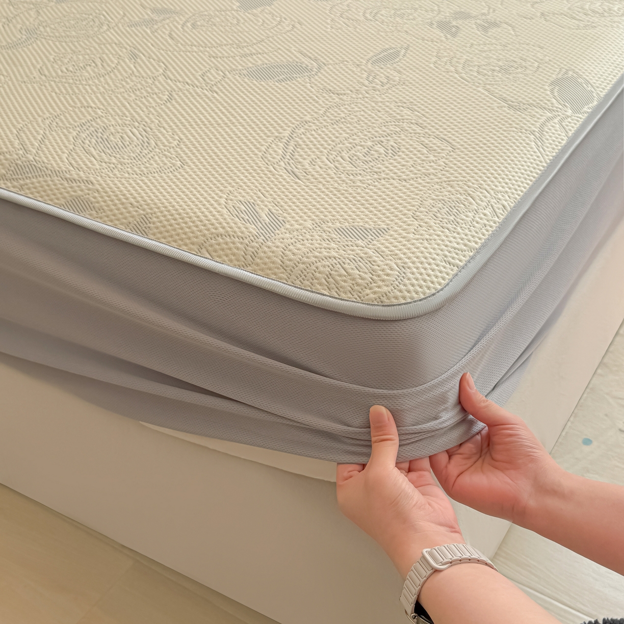 91家纺网 家纺一手货源 找家纺 多乐家纺 206新款冰豆豆防水凉感软席凉席席子 大玫瑰-床笠款