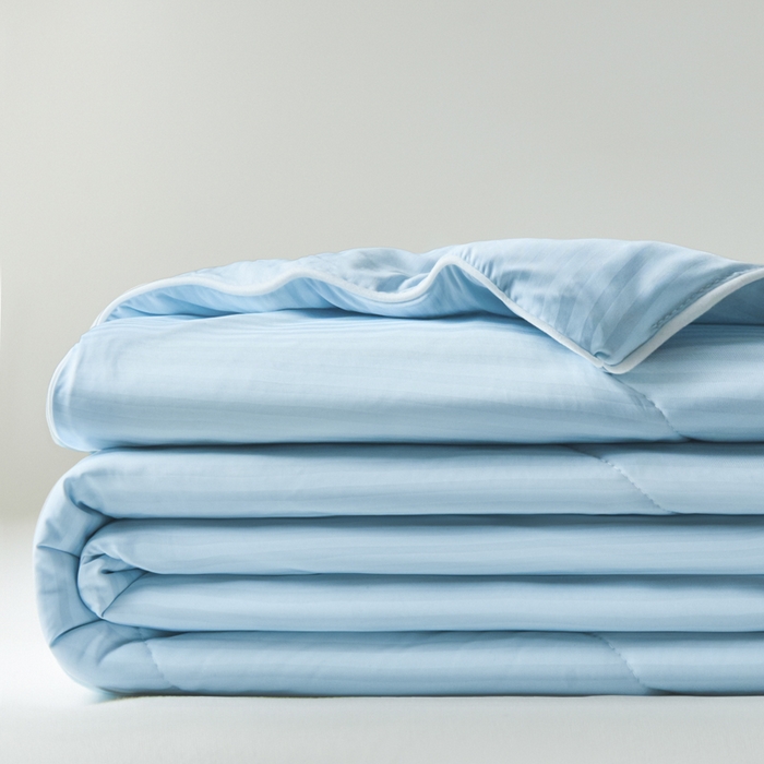 库里梦家纺 2026新款100%真锦氨无印提花凉感空调被夏被夏凉被 条纹冰蓝