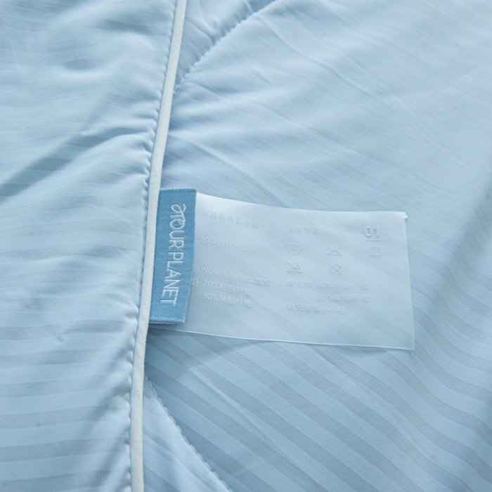 91家纺网 家纺一手货源 找家纺 库里梦家纺 2026新款100%真锦氨无印提花凉感空调被夏被夏凉被 条纹冰蓝