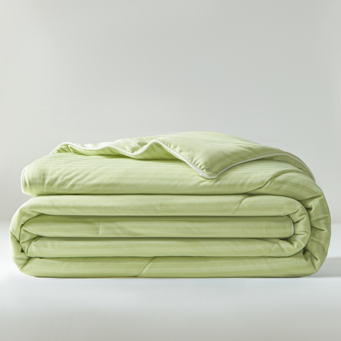 91家纺网 家纺一手货源 找家纺 库里梦家纺 2026新款100%真锦氨无印提花凉感空调被夏被夏凉被 条纹春绿