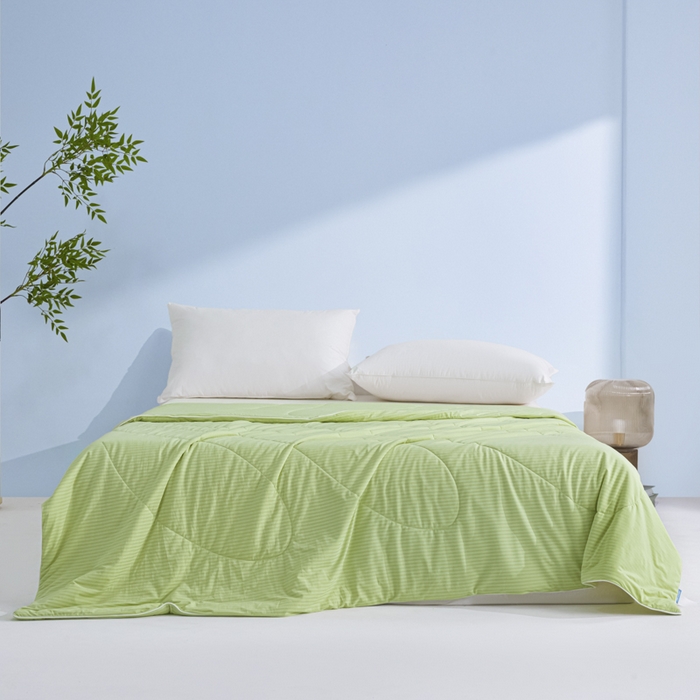 91家纺网 家纺一手货源 找家纺 库里梦家纺 2026新款100%真锦氨无印提花凉感空调被夏被夏凉被 条纹春绿