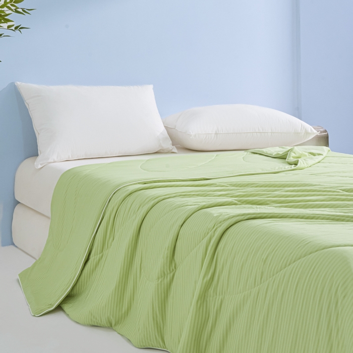 91家纺网 家纺一手货源 找家纺 库里梦家纺 2026新款100%真锦氨无印提花凉感空调被夏被夏凉被 条纹春绿