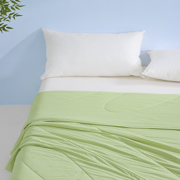 91家纺网 家纺一手货源 找家纺 库里梦家纺 2026新款100%真锦氨无印提花凉感空调被夏被夏凉被 条纹春绿