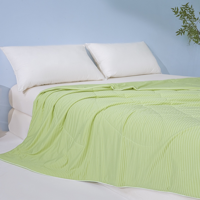 91家纺网 家纺一手货源 找家纺 库里梦家纺 2026新款100%真锦氨无印提花凉感空调被夏被夏凉被 条纹春绿