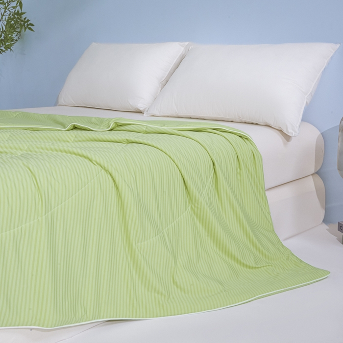 91家纺网 家纺一手货源 找家纺 库里梦家纺 2026新款100%真锦氨无印提花凉感空调被夏被夏凉被 条纹春绿