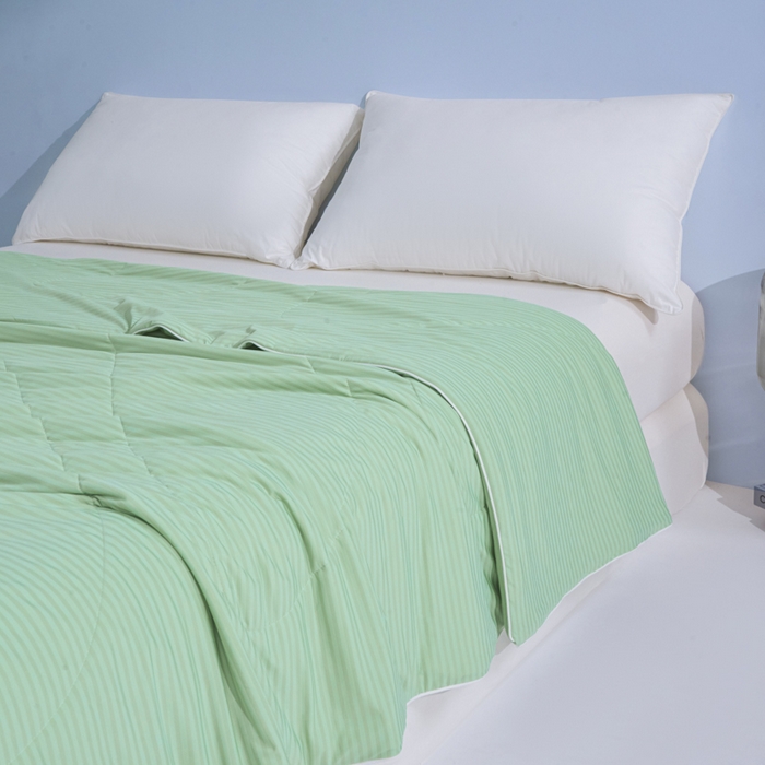 91家纺网 家纺一手货源 找家纺 库里梦家纺 2026新款100%真锦氨无印提花凉感空调被夏被夏凉被 条纹果绿