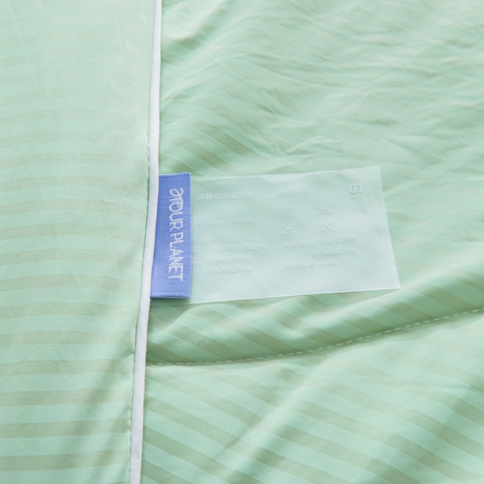 91家纺网 家纺一手货源 找家纺 库里梦家纺 2026新款100%真锦氨无印提花凉感空调被夏被夏凉被 条纹果绿