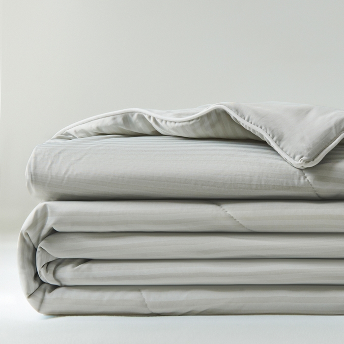 库里梦家纺 2026新款100%真锦氨无印提花凉感空调被夏被夏凉被 条纹灰