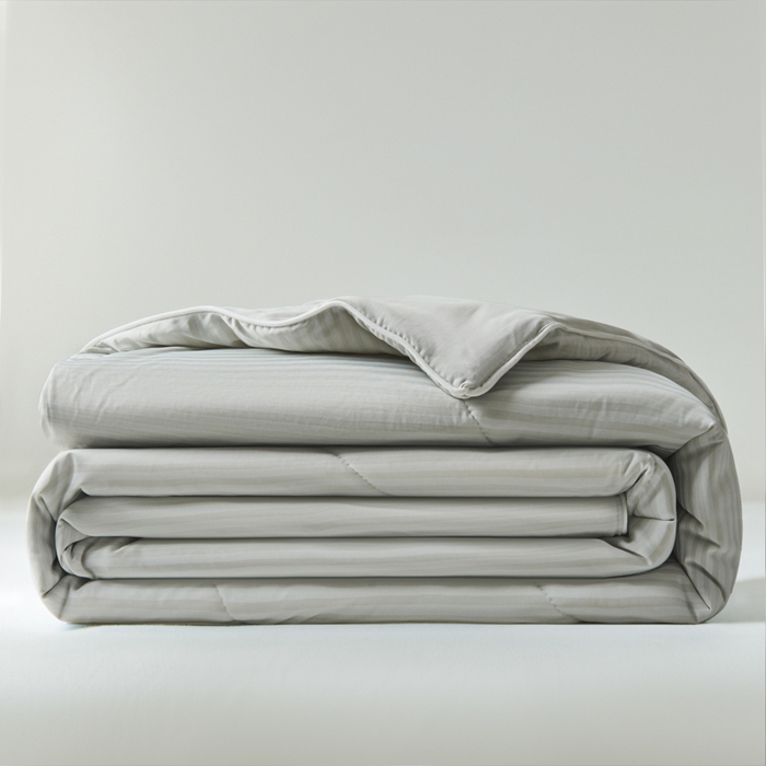 91家纺网 家纺一手货源 找家纺 库里梦家纺 2026新款100%真锦氨无印提花凉感空调被夏被夏凉被 条纹灰