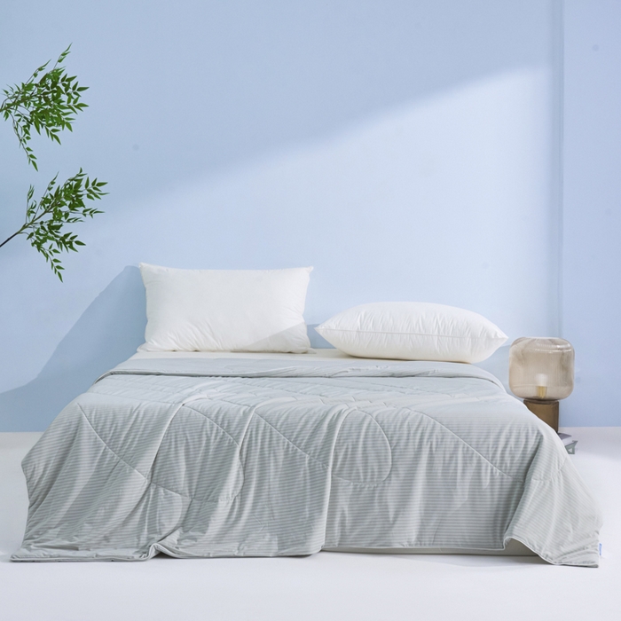 91家纺网 家纺一手货源 找家纺 库里梦家纺 2026新款100%真锦氨无印提花凉感空调被夏被夏凉被 条纹灰