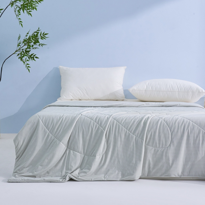 91家纺网 家纺一手货源 找家纺 库里梦家纺 2026新款100%真锦氨无印提花凉感空调被夏被夏凉被 条纹灰