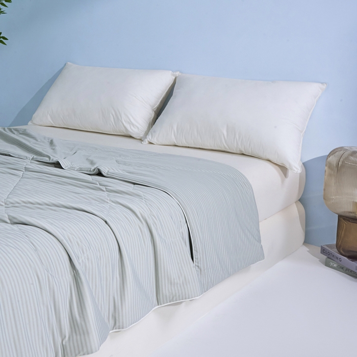 91家纺网 家纺一手货源 找家纺 库里梦家纺 2026新款100%真锦氨无印提花凉感空调被夏被夏凉被 条纹灰