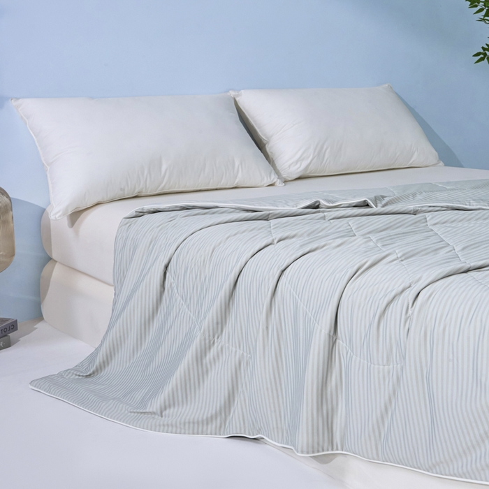 91家纺网 家纺一手货源 找家纺 库里梦家纺 2026新款100%真锦氨无印提花凉感空调被夏被夏凉被 条纹灰