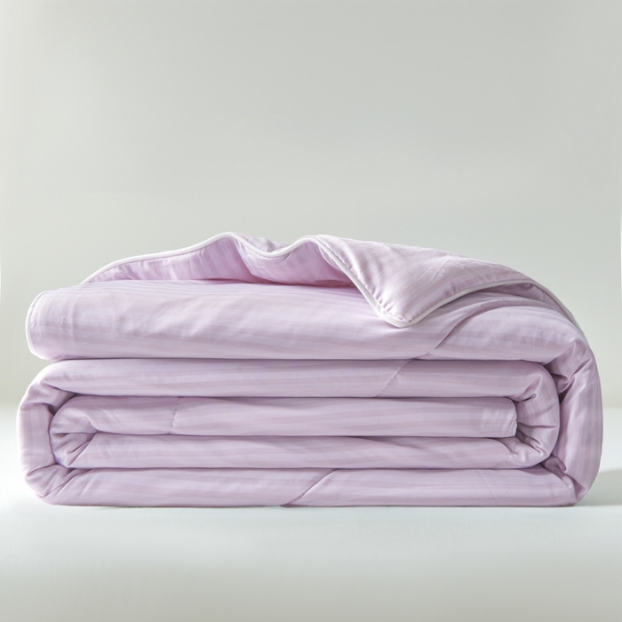 91家纺网 家纺一手货源 找家纺 库里梦家纺 2026新款100%真锦氨无印提花凉感空调被夏被夏凉被 条纹魅紫