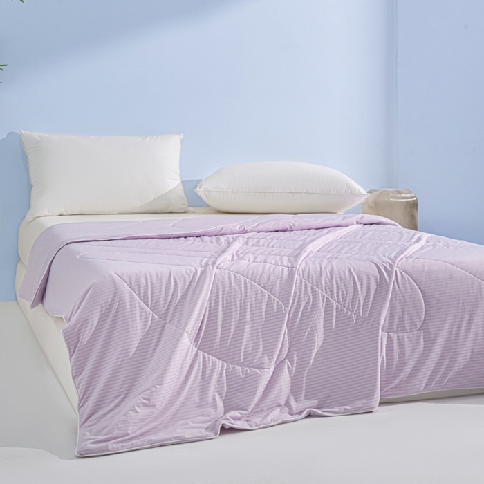 91家纺网 家纺一手货源 找家纺 库里梦家纺 2026新款100%真锦氨无印提花凉感空调被夏被夏凉被 条纹魅紫