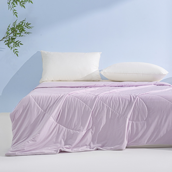 91家纺网 家纺一手货源 找家纺 库里梦家纺 2026新款100%真锦氨无印提花凉感空调被夏被夏凉被 条纹魅紫