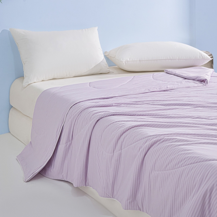 91家纺网 家纺一手货源 找家纺 库里梦家纺 2026新款100%真锦氨无印提花凉感空调被夏被夏凉被 条纹魅紫