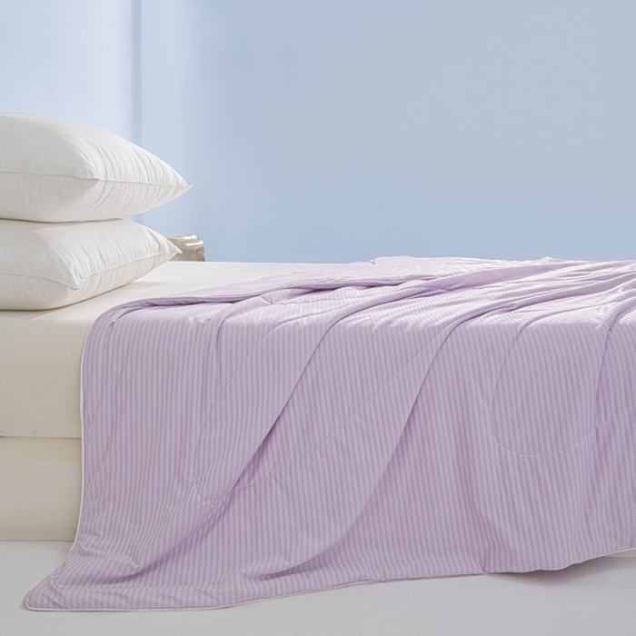 91家纺网 家纺一手货源 找家纺 库里梦家纺 2026新款100%真锦氨无印提花凉感空调被夏被夏凉被 条纹魅紫