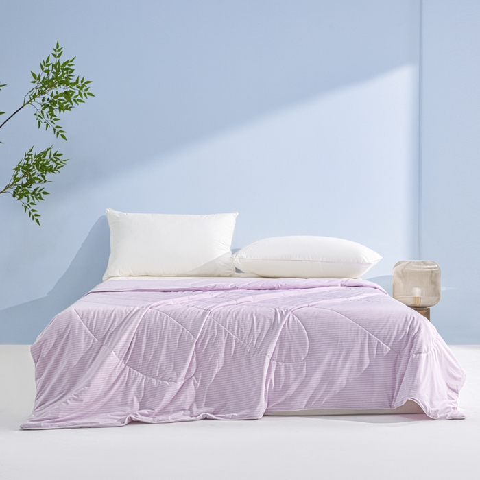 91家纺网 家纺一手货源 找家纺 库里梦家纺 2026新款100%真锦氨无印提花凉感空调被夏被夏凉被 条纹魅紫