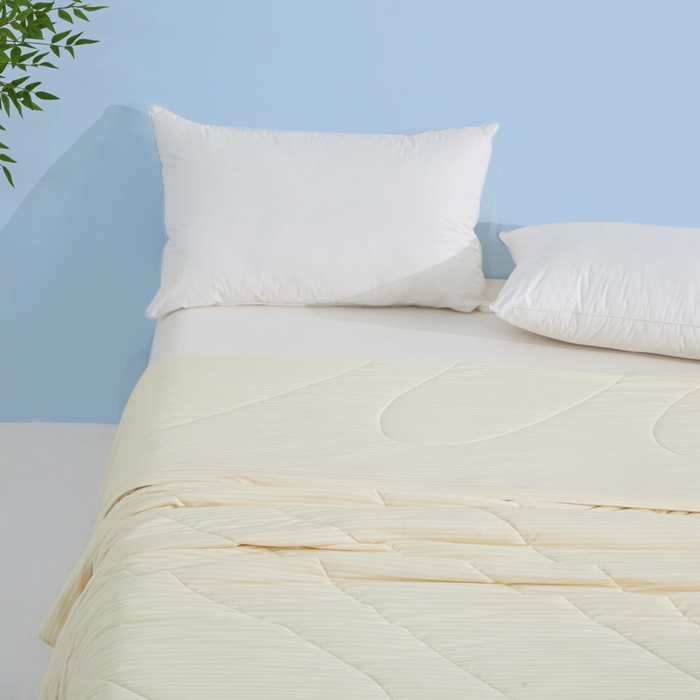 91家纺网 家纺一手货源 找家纺 库里梦家纺 2026新款100%真锦氨无印提花凉感空调被夏被夏凉被 条纹奶油黄