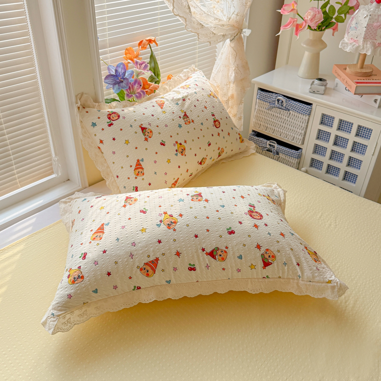 91家纺网 家纺一手货源 找家纺 玉海棠家纺 2026新款泡芙纱全棉纯棉蕾丝花边夏被-花笺系列（软乎乎的质感，治愈所有疲惫） 花笺-旧街星星